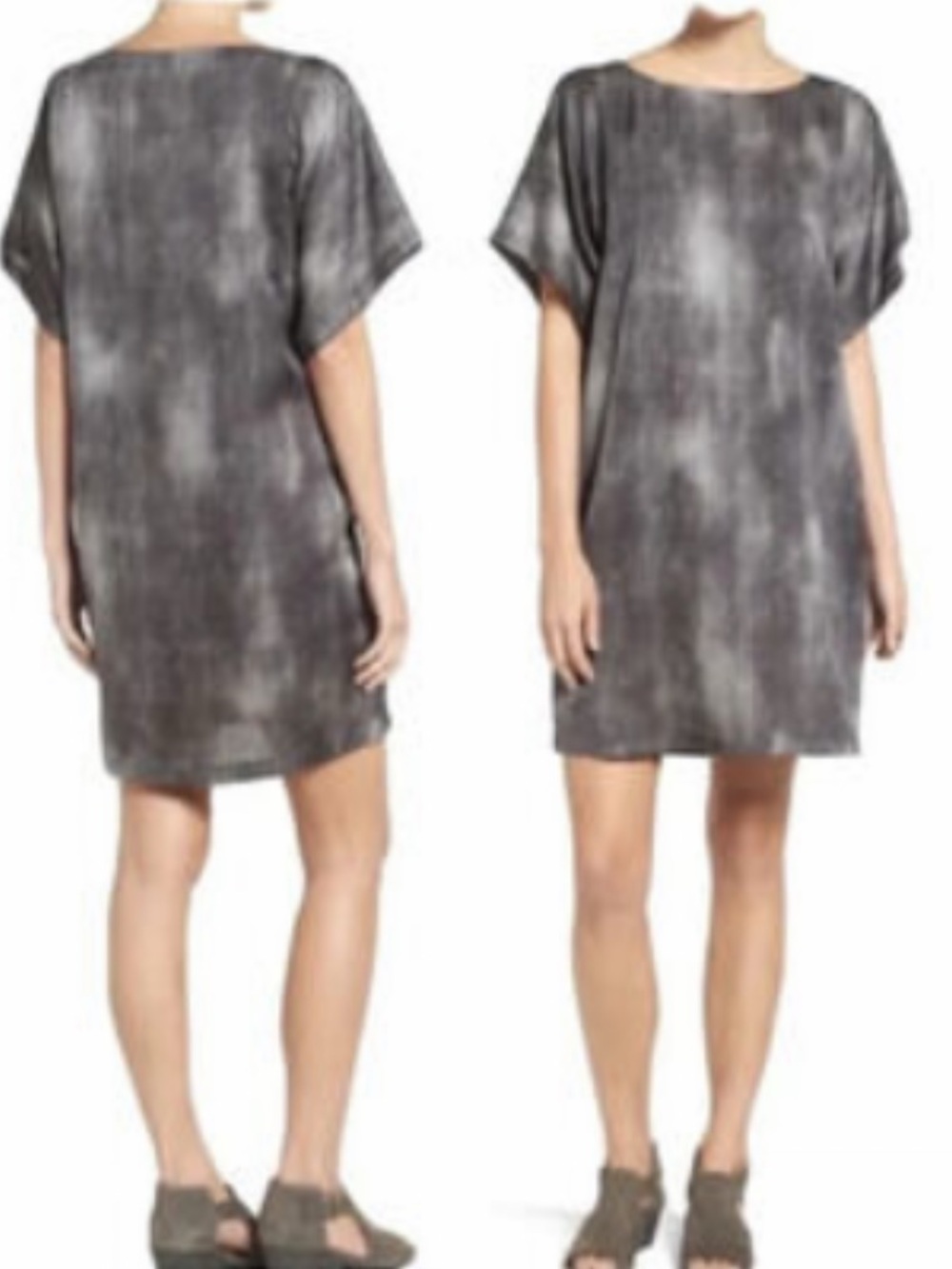 Eileen Fisher Women Blue Snake Print Silk Blend Shift Dress Size XS